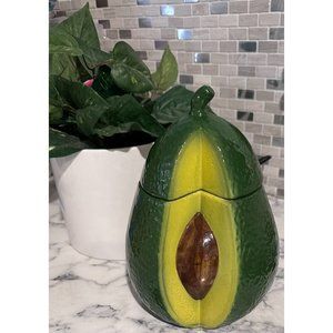 Vintage Ceramic Avocado Shaped Jar with Lid